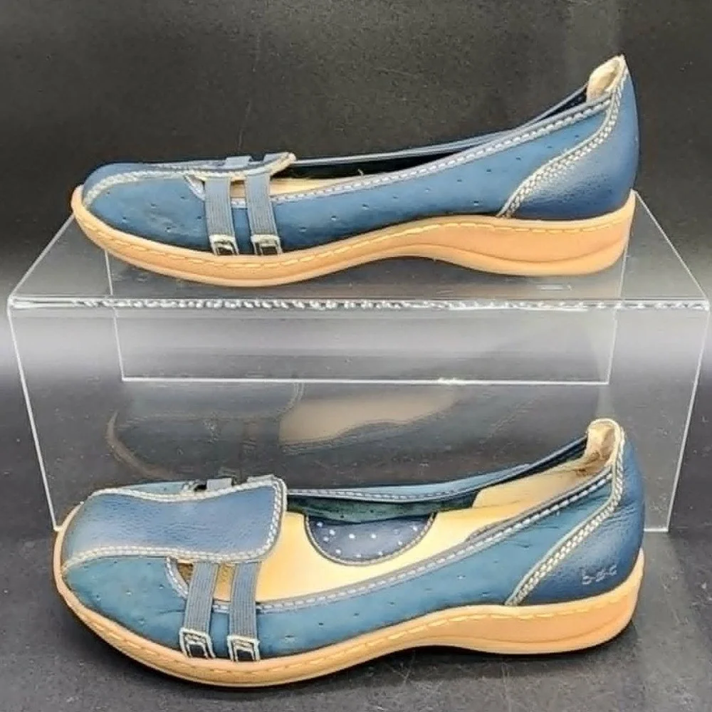 b.o.c. Born Concept‎ Loafers Women Blue 7M Comfort Casual Leather Slip On Flats